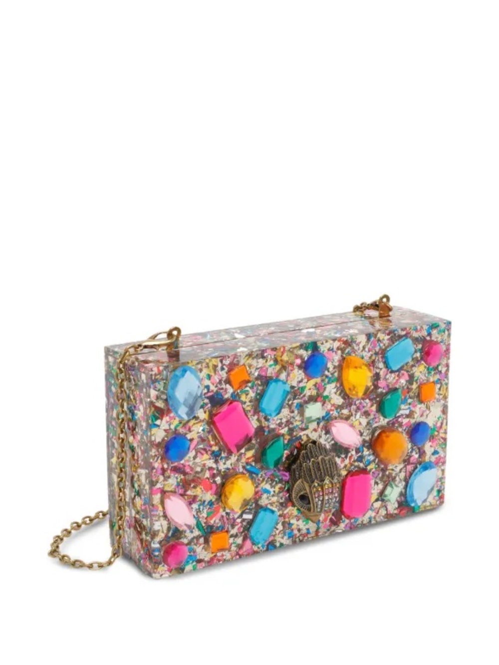 Kurt Geiger London Crystal Box Clutch Multicolor NWT Chain Strap - Picture 3 of 6